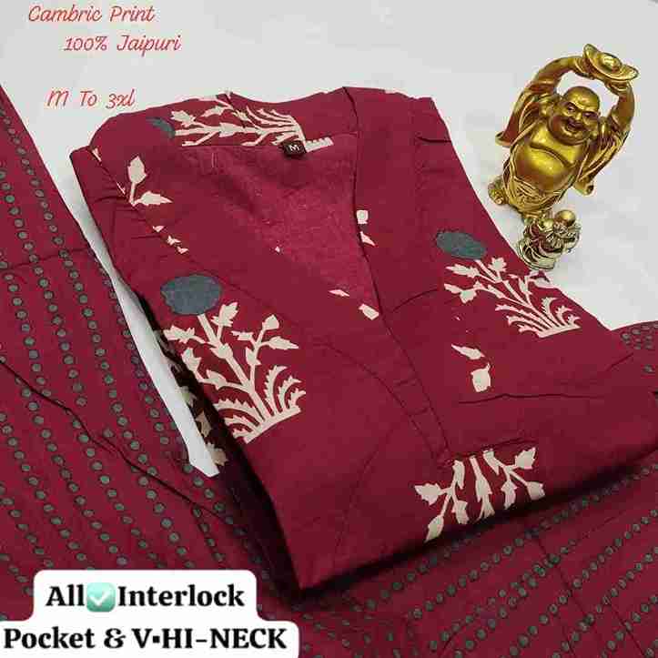 HI-VNECK KURTI WITH PANT SET