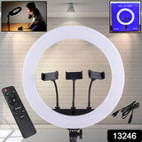 18 Inch Led Ring Light With 3 Colour Modes  3 Mobile Holders Remote Control (1 Set)