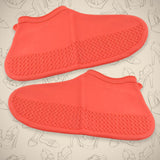 17985 Non-slip Silicone Rain Reusable Anti Skid Waterproof Fordable Boot Shoe Cover (Medium Size  1 Pair  Red)