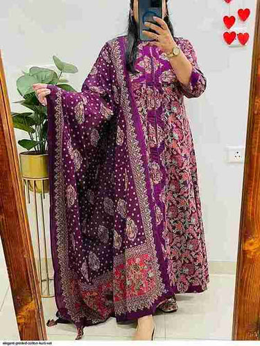 PRINTED COTTON KURTI SET