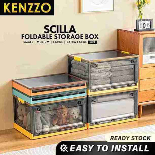 Scilla Large Capacity Portable Transparent Storage Box Foldable Multipurpose Household Storage Cabinet
