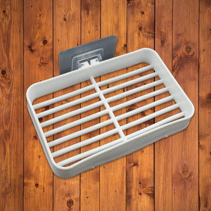 4194 Soap Dish Holder For Bathroom Shower Wall Mounted Self Adhesive Soap Holder Saver Tray-plastic Sponge Holder For Kitchen Storage Rack Soap Box (Plastic Box)