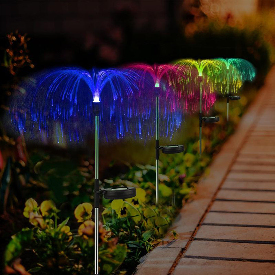 6616 2pcs Garden Solar Outdoor Lights Decorative  7 Colors Changing Rgb Light Waterproof Flower Jellyfish Firework Decor For Garden Patio Landscape Pathway Yard Holiday Decor