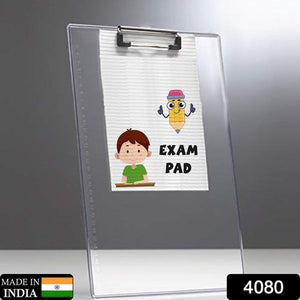 4080 Transparent Premium Exam Pad Best For Students In All Exams Unbreakable Flexible Board With A Centimeter Measuring Side Pad For School  Exam Use