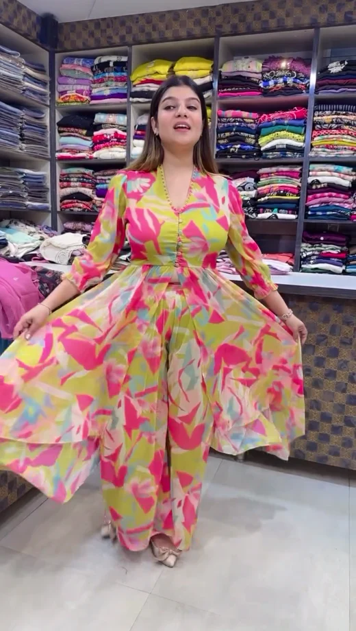 Multi Color Chinon Silk Digital Printed Gown Dress