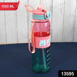Plastic Water Bottle With Strap And Straw (1000 Ml)