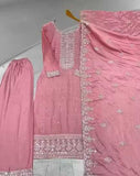 Heavy Chinon Silk With Heavy Embroidery Work with Rivet Work Dupatta with Embroidery