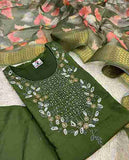 Roman Silk Fabric Kurti with Handwork Neck &amp; Butti Work