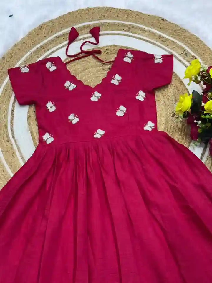 Beautiful Stylish Soft Kota Checks With Handwork Gown