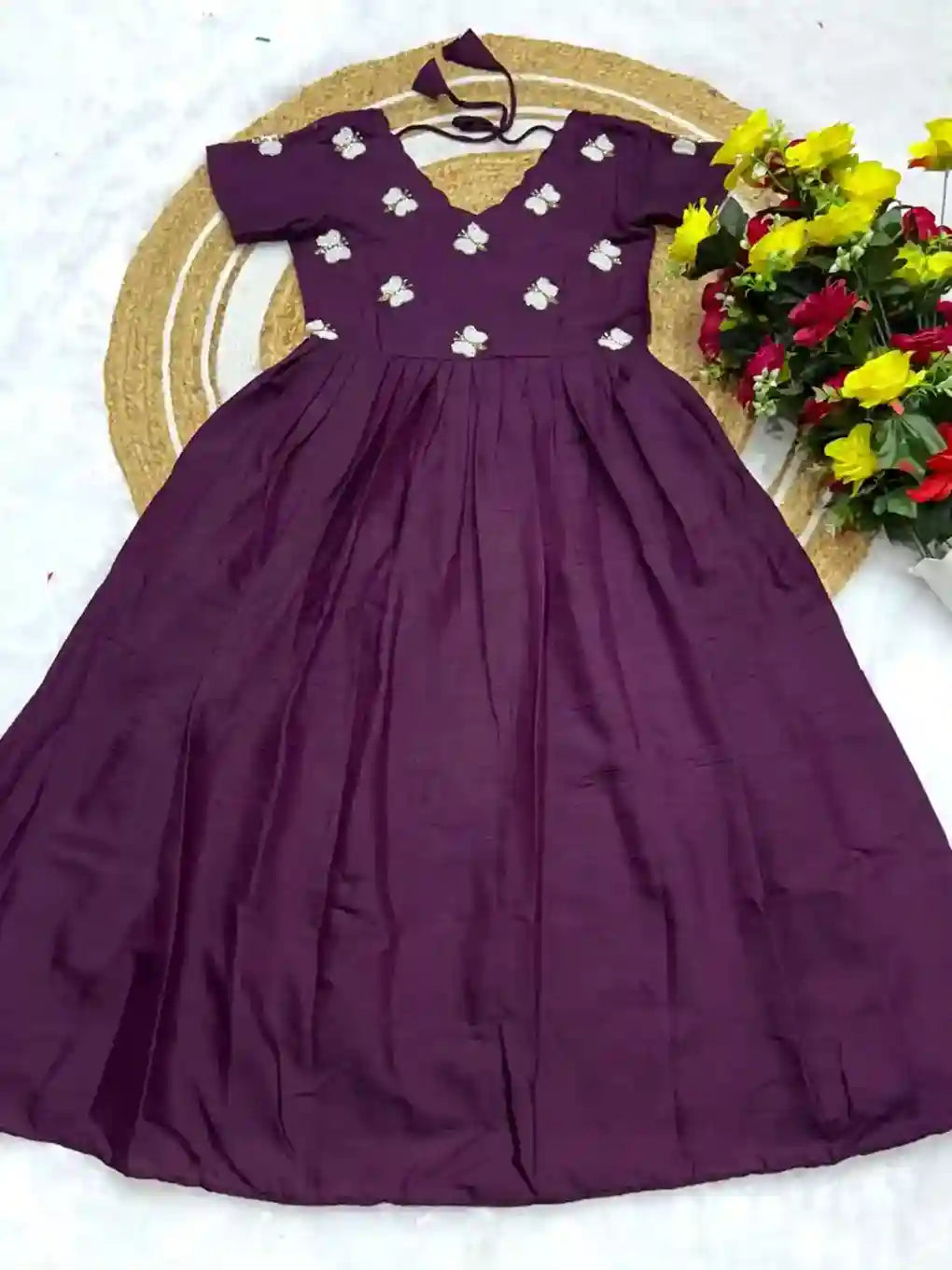 Beautiful Stylish Soft Kota Checks With Handwork Gown