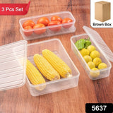 5637 Plastic Food Storage Container For Fridge Fridge Storage Boxes With Lid Stackable Fridge Storage Containers Freeze Organizer Items And Storage Vegetable Storage Box For Fridge (3 Pcs Set)
