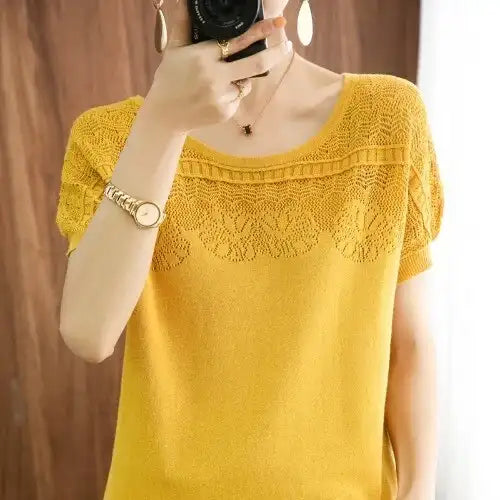 T-shirt New Neck Sweater Casual Top Women's T-shirt Loose Pullover Large Size