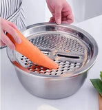 Multifunctional Basin with Strainer & 5 Different Blades for Kitchen (Set of 1) Silver