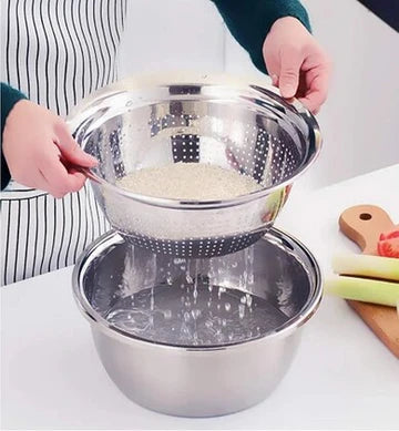 Multifunctional Basin with Strainer & 5 Different Blades for Kitchen (Set of 1) Silver