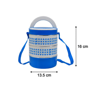 2493 3 Layer Adjustable Insulated Tiffin Set Of 1 Blue 3 Containers Lunch Box