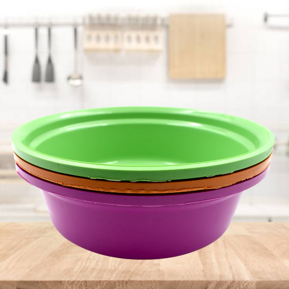 2592 Household Storage Plastic Round Bowl  Tub  Basket  Bucket Set - Pack Of 3