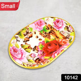 Small Plastic Flower Printed Design Serving Tray (1 Pc  27 X 18 Cm)