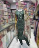 Women's Woven Design Banarasi Silk Kurta, Pant With Dupatta Set