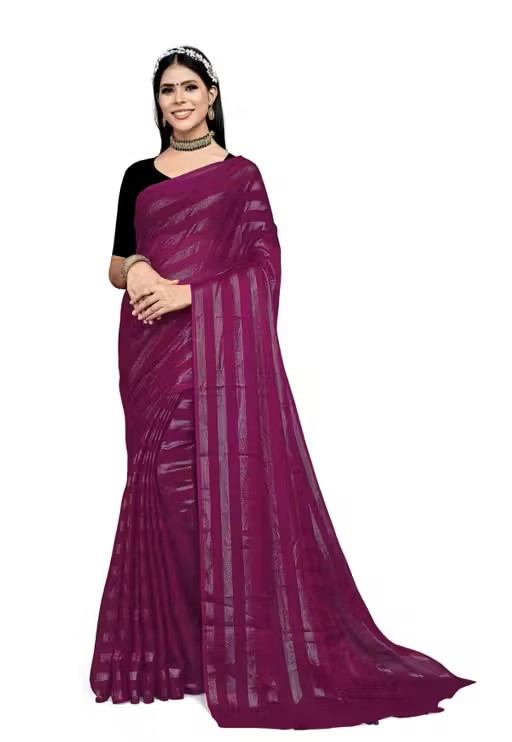 Striped Bollywood Chiffon Saree