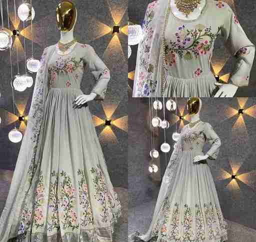 New Đěsigner Tredition Look Heavy Dola Silk Gwon Pent & Dupatta Set