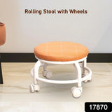17870 Roller Seat Stool Low Height Rolling Stool Multifunctional Small Household Movable Mini Stool Pulley Wheel Stool For Garage Home Library (1 Pc)