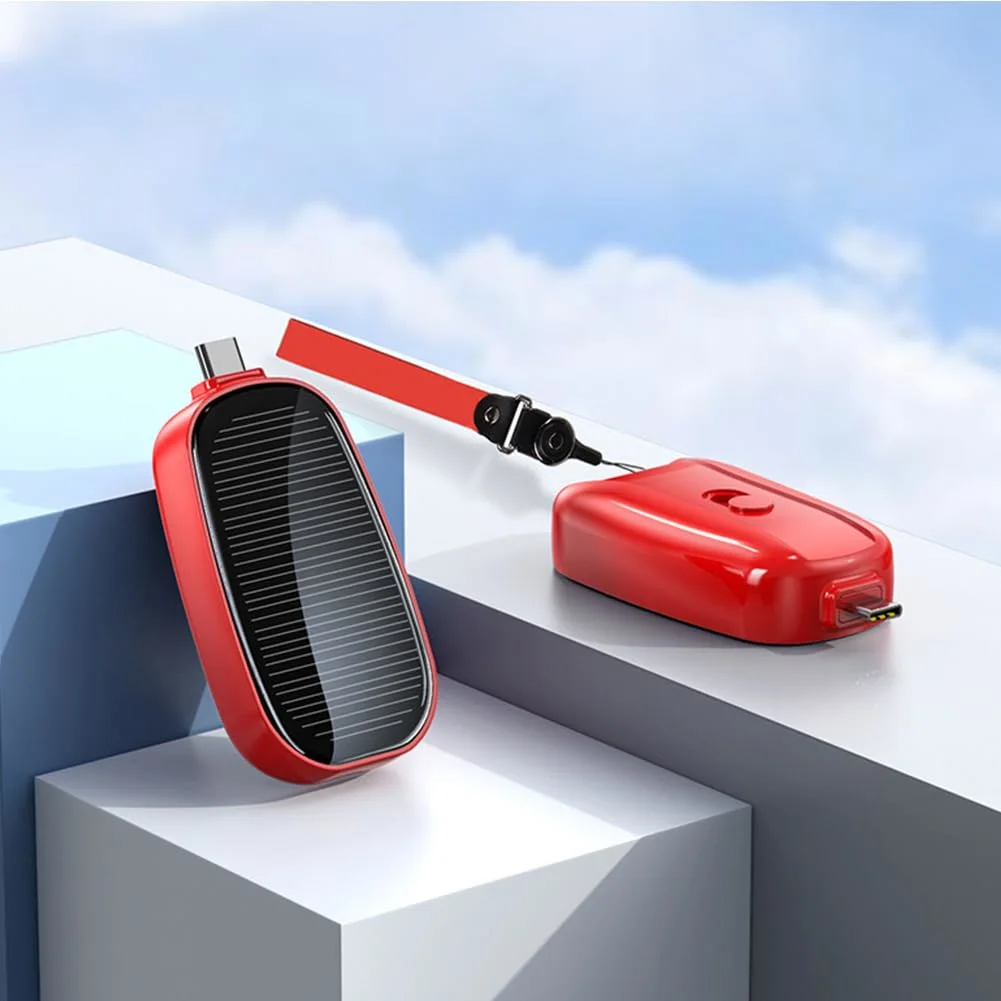 1200mAh Solar Power Bank with Built In Cable